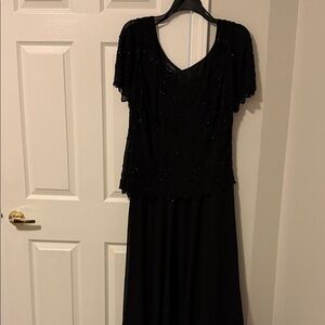 J Kara Black Beaded Maxi Dress